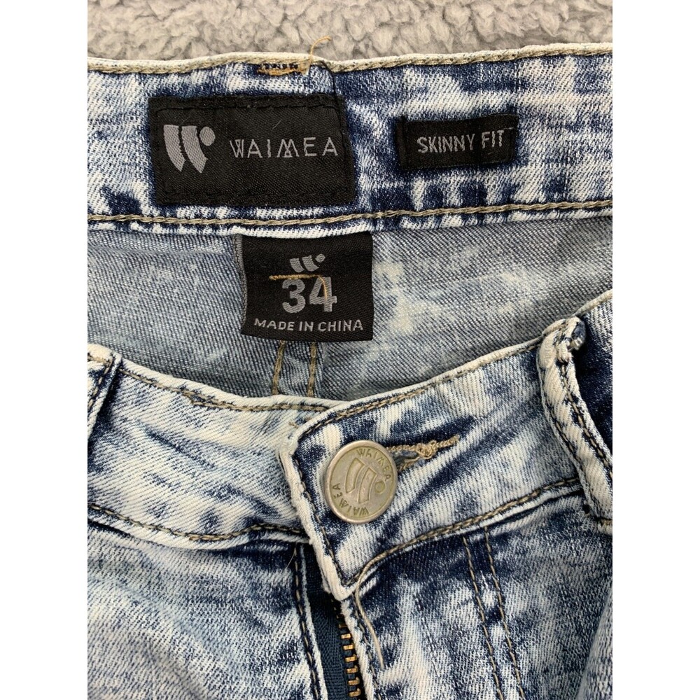 WAIMEA Skinny Fit Painted Seam Wearable Art-to-Wear Emo Grunge Punk Denim Jeans - Picture 2 of 12